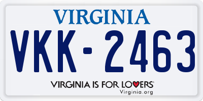 VA license plate VKK2463