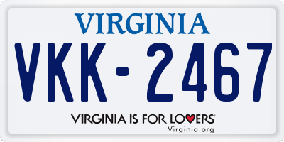VA license plate VKK2467