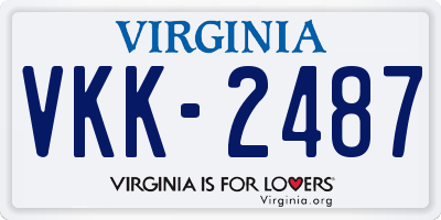 VA license plate VKK2487