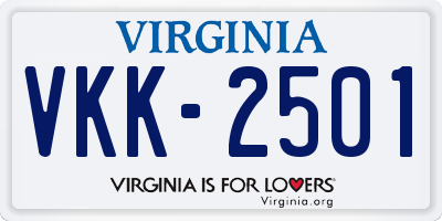 VA license plate VKK2501