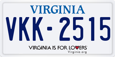 VA license plate VKK2515