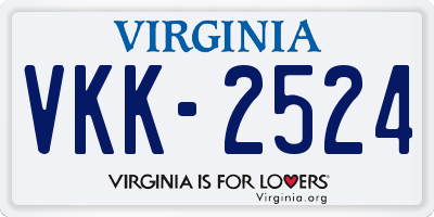 VA license plate VKK2524