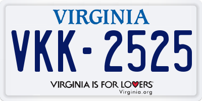 VA license plate VKK2525