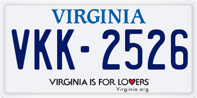 VA license plate VKK2526