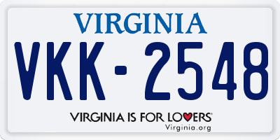 VA license plate VKK2548