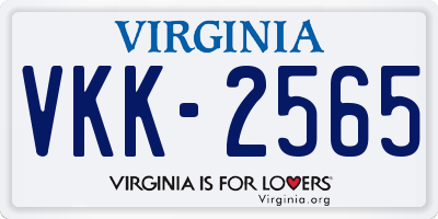 VA license plate VKK2565