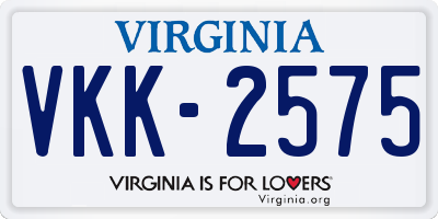 VA license plate VKK2575