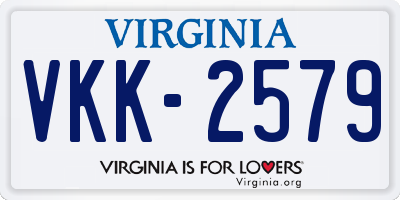 VA license plate VKK2579