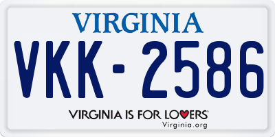 VA license plate VKK2586