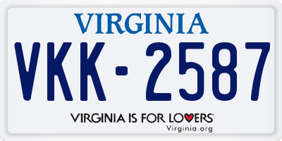 VA license plate VKK2587