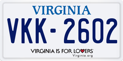 VA license plate VKK2602