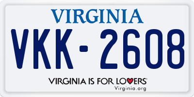 VA license plate VKK2608