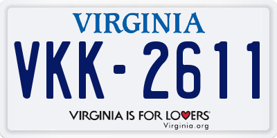 VA license plate VKK2611