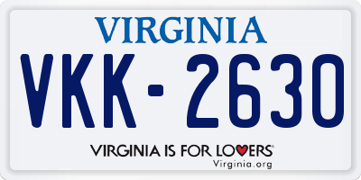 VA license plate VKK2630