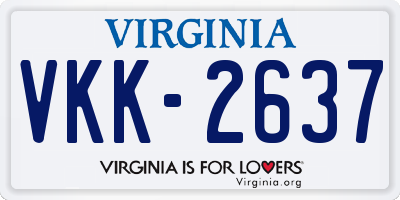 VA license plate VKK2637