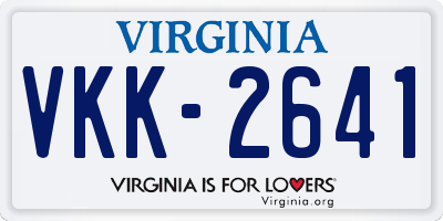 VA license plate VKK2641