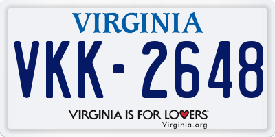 VA license plate VKK2648