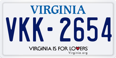 VA license plate VKK2654