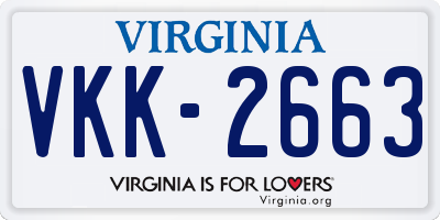 VA license plate VKK2663