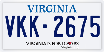 VA license plate VKK2675