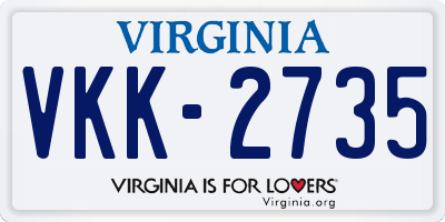VA license plate VKK2735