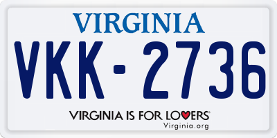 VA license plate VKK2736