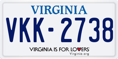 VA license plate VKK2738