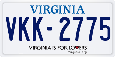 VA license plate VKK2775