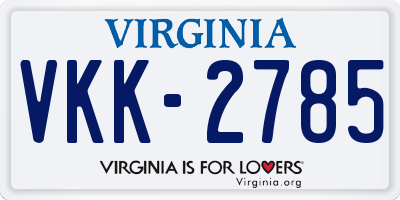 VA license plate VKK2785