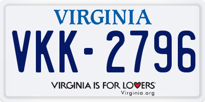 VA license plate VKK2796