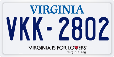VA license plate VKK2802