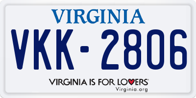 VA license plate VKK2806