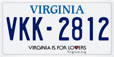 VA license plate VKK2812