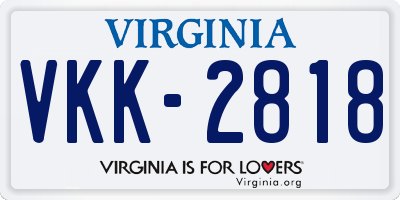 VA license plate VKK2818