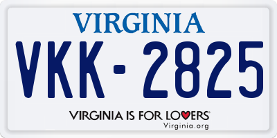 VA license plate VKK2825