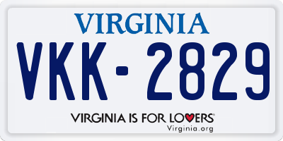 VA license plate VKK2829