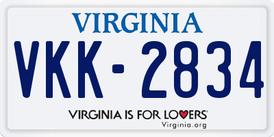 VA license plate VKK2834