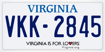 VA license plate VKK2845