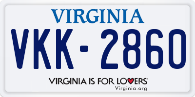 VA license plate VKK2860