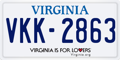 VA license plate VKK2863