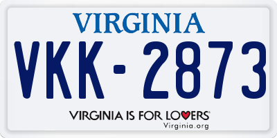 VA license plate VKK2873
