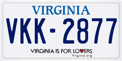 VA license plate VKK2877