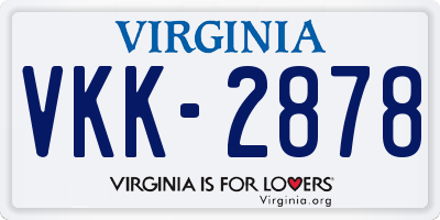 VA license plate VKK2878