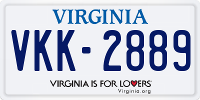 VA license plate VKK2889