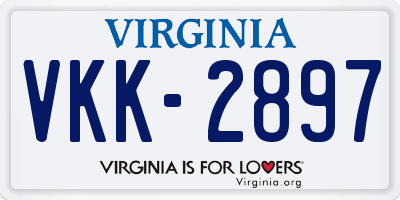 VA license plate VKK2897