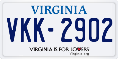 VA license plate VKK2902
