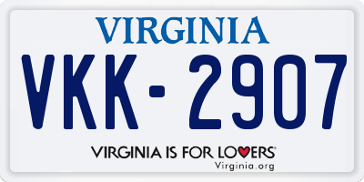VA license plate VKK2907