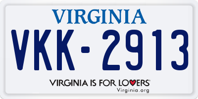 VA license plate VKK2913