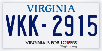 VA license plate VKK2915