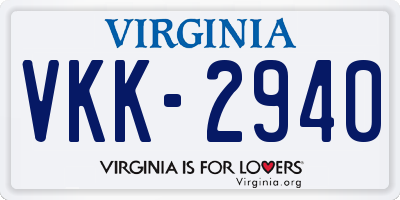 VA license plate VKK2940